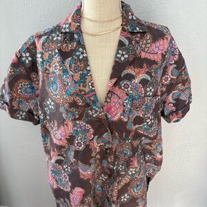 We The Free Multicolor oversized collared Paisley Shirt